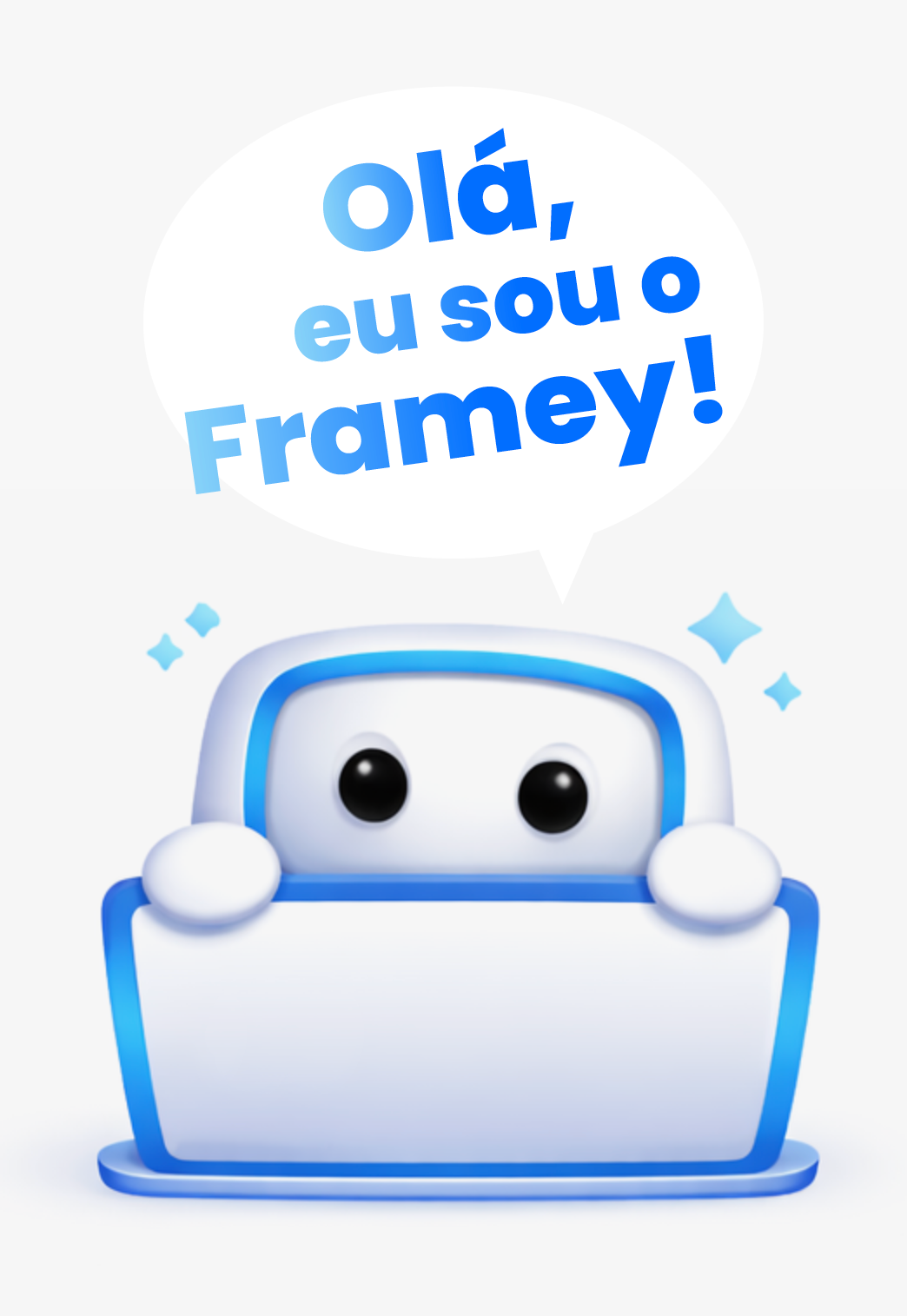Framey, the FrameWeb AI assistant, greeting users ready to build their website